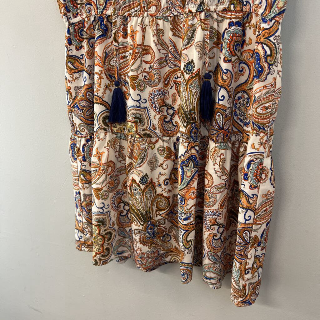 THML Cream/ Orange Paisley Print Dress Large