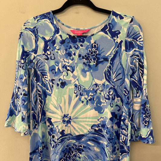 Lilly Pulitzer Blue/ White Print Long Sleeve Dress Small