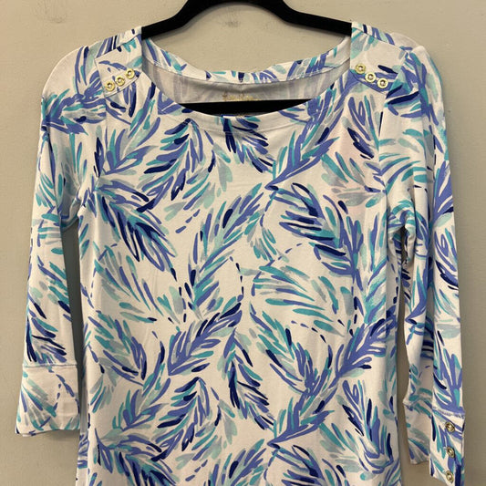 Lilly Pulitzer White/ Blue Print Long Sleeve Dress Small