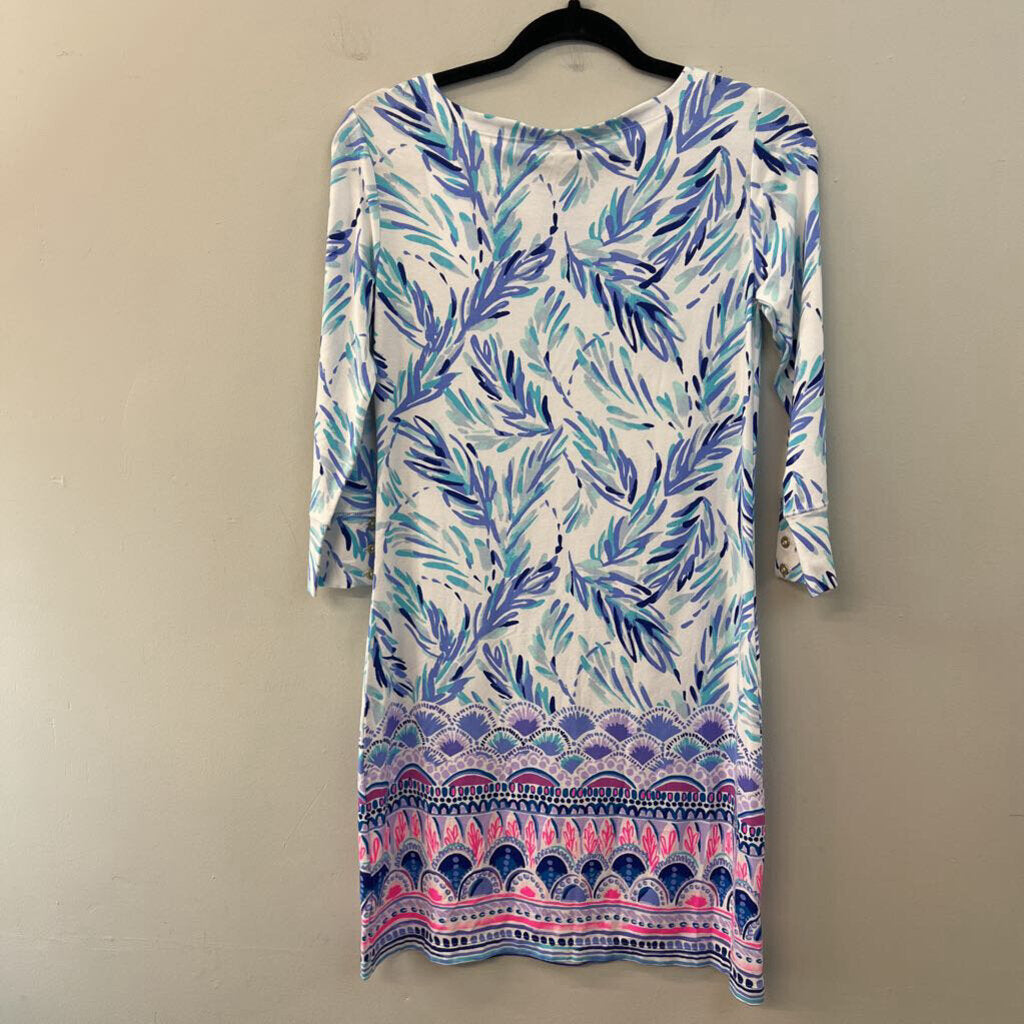Lilly Pulitzer White/ Blue Print Long Sleeve Dress Small