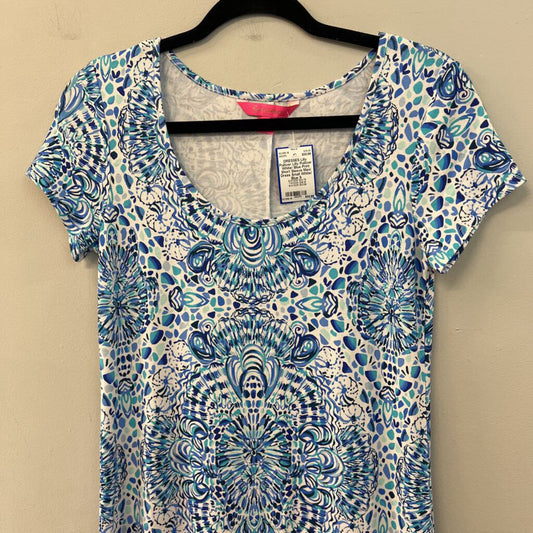 Lilly Pulitzer White/ Blue Print Short Sleeve Maxi Dress Small