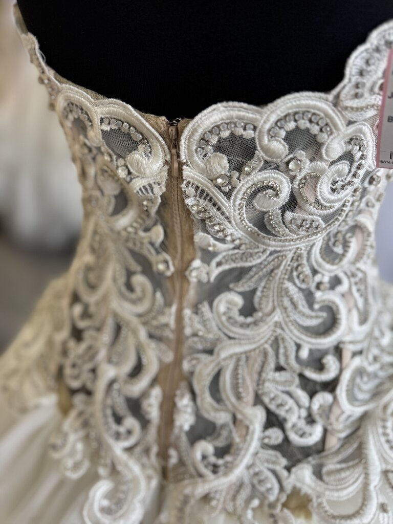 Ashley & Justin Strapless Lace Sweetheart Ballgown 8