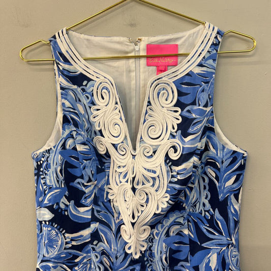 Lilly Pulitzer Blue/ White Print Sleeveless Dress 8