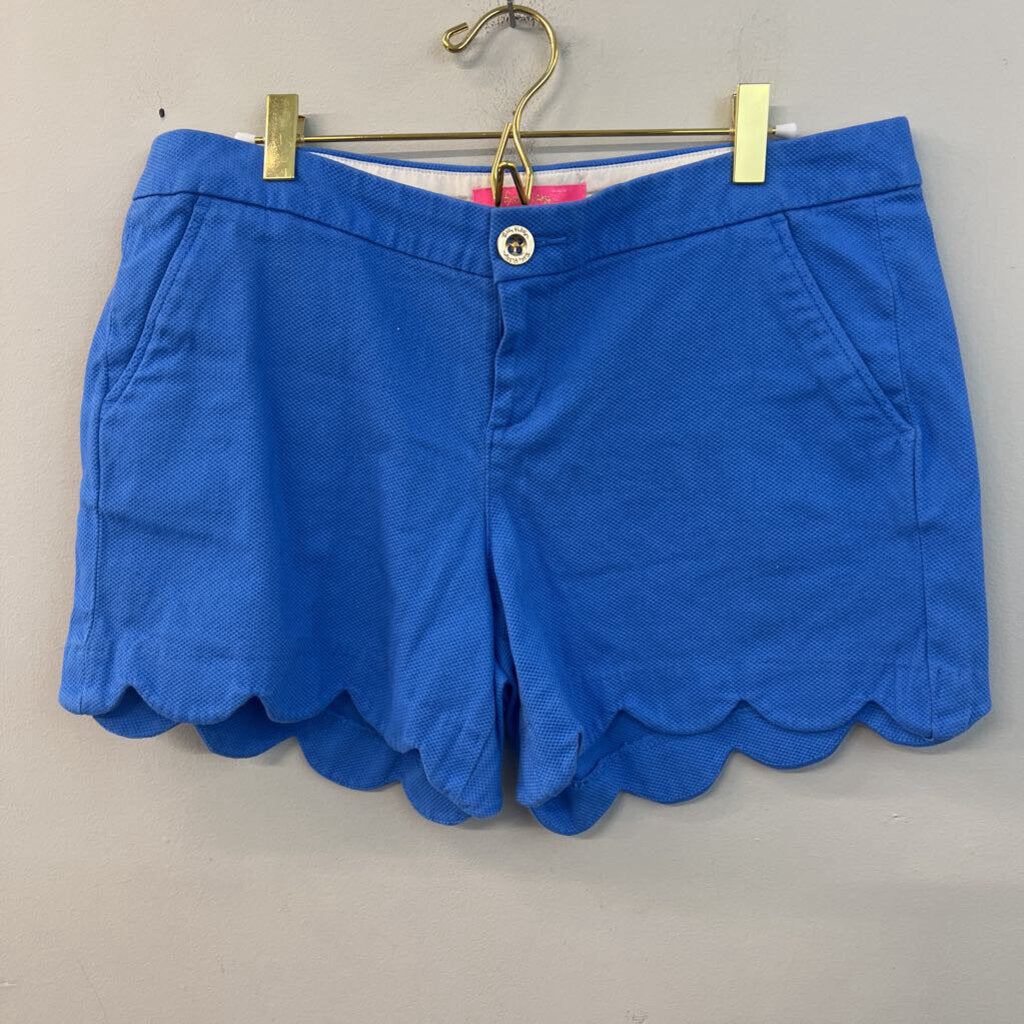 Lilly Pulitzer Blue Textured Scallop Hem Shorts 10