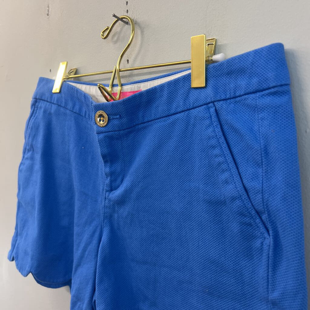 Lilly Pulitzer Blue Textured Scallop Hem Shorts 10