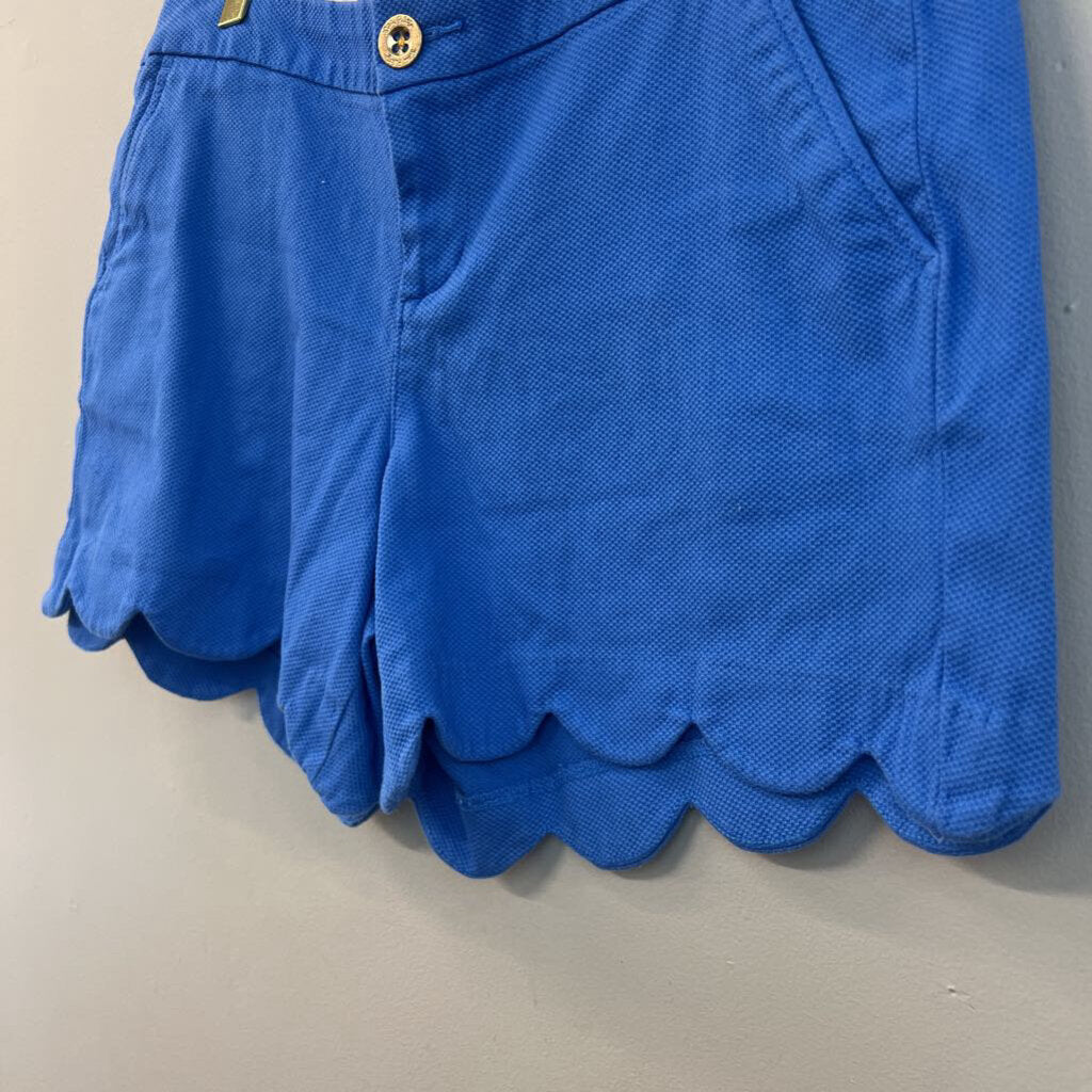 Lilly Pulitzer Blue Textured Scallop Hem Shorts 10