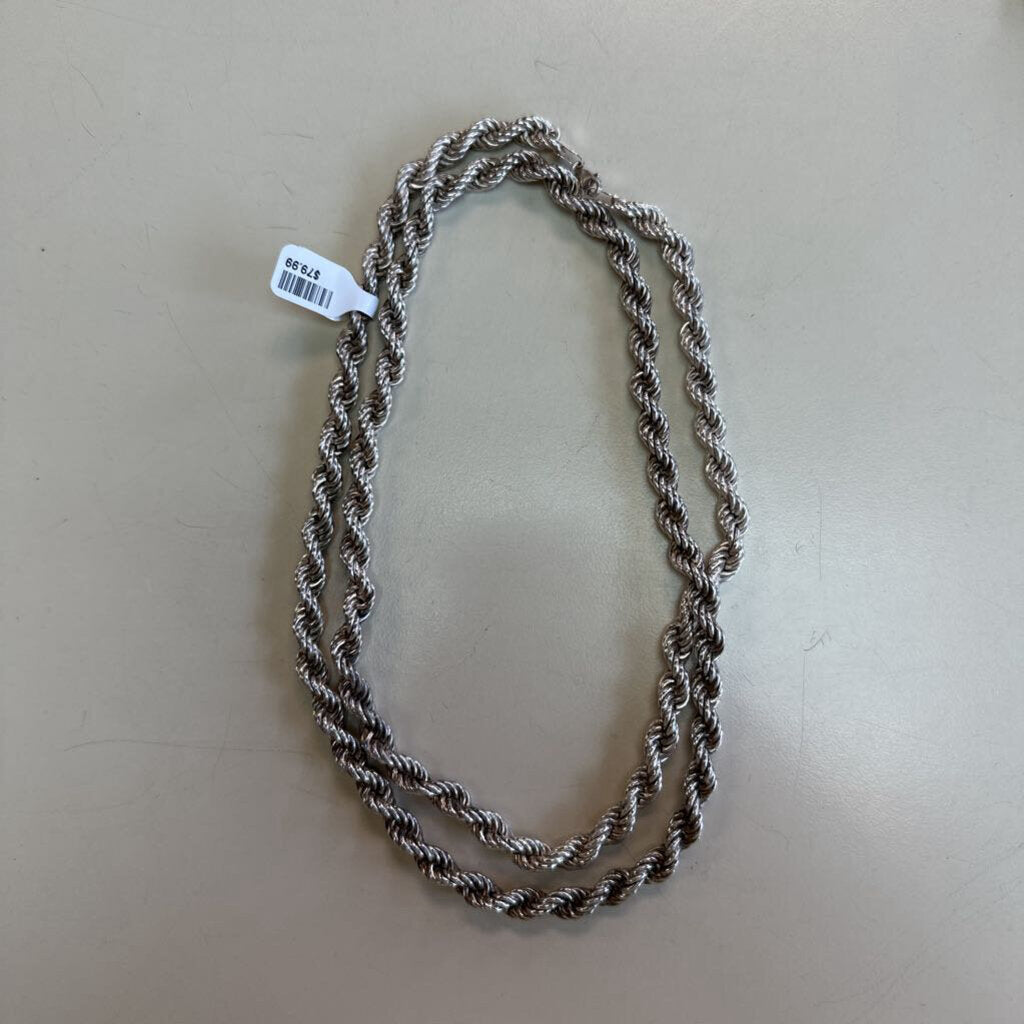 Vintage Sterling Silver Rope Necklace 34"