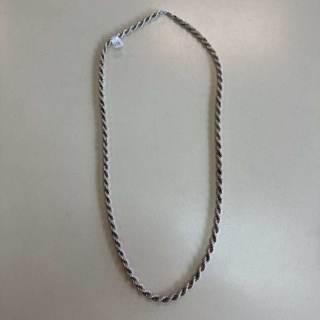 Vintage Sterling Silver Rope Necklace 34"