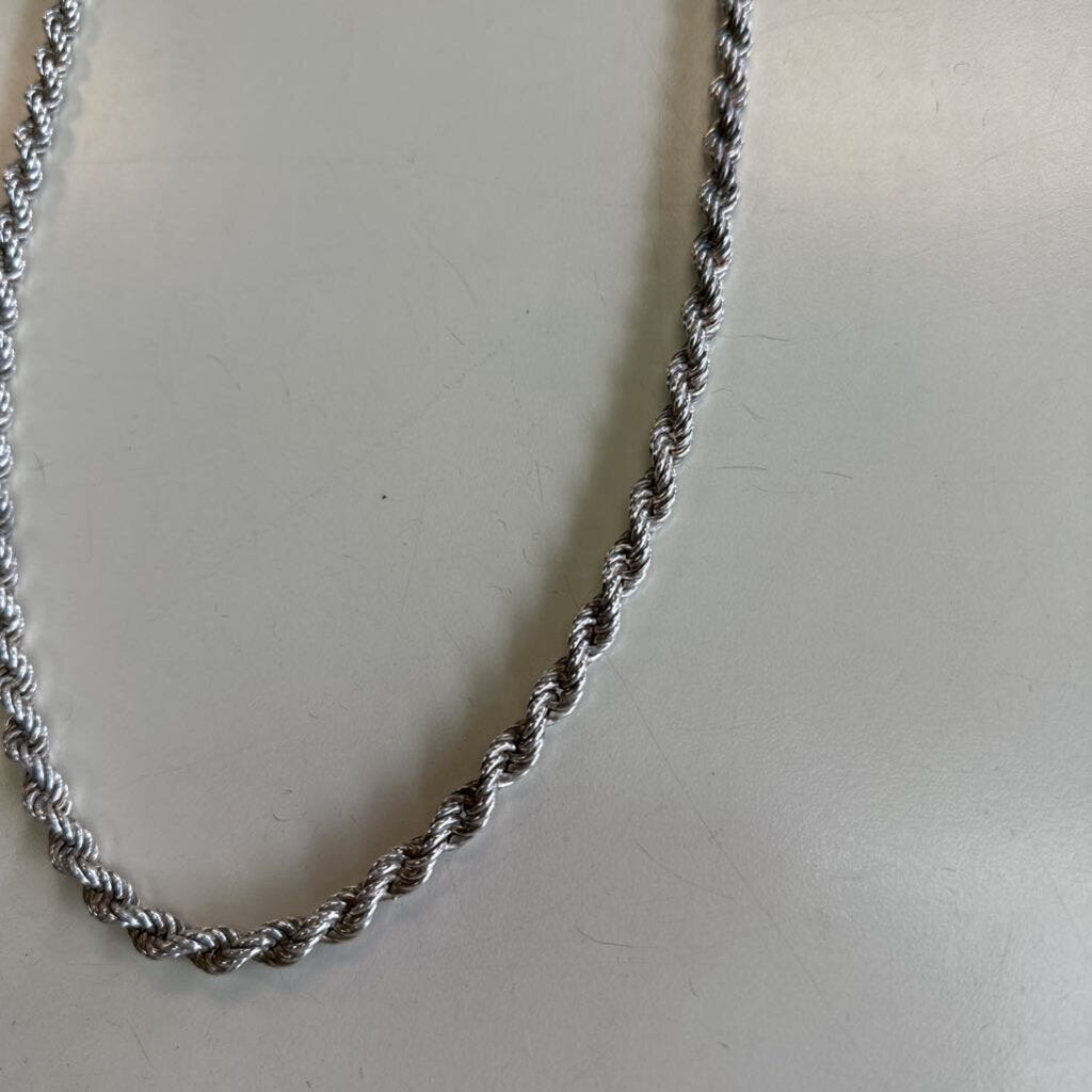 Vintage Sterling Silver Rope Necklace 34"