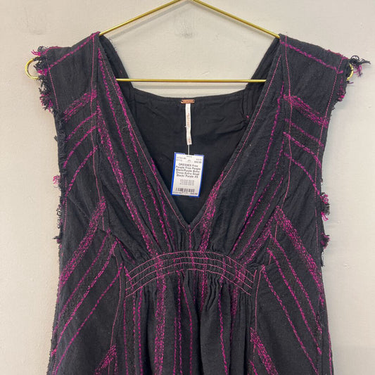 Free People Black/Purple Boho Dress Extra Small