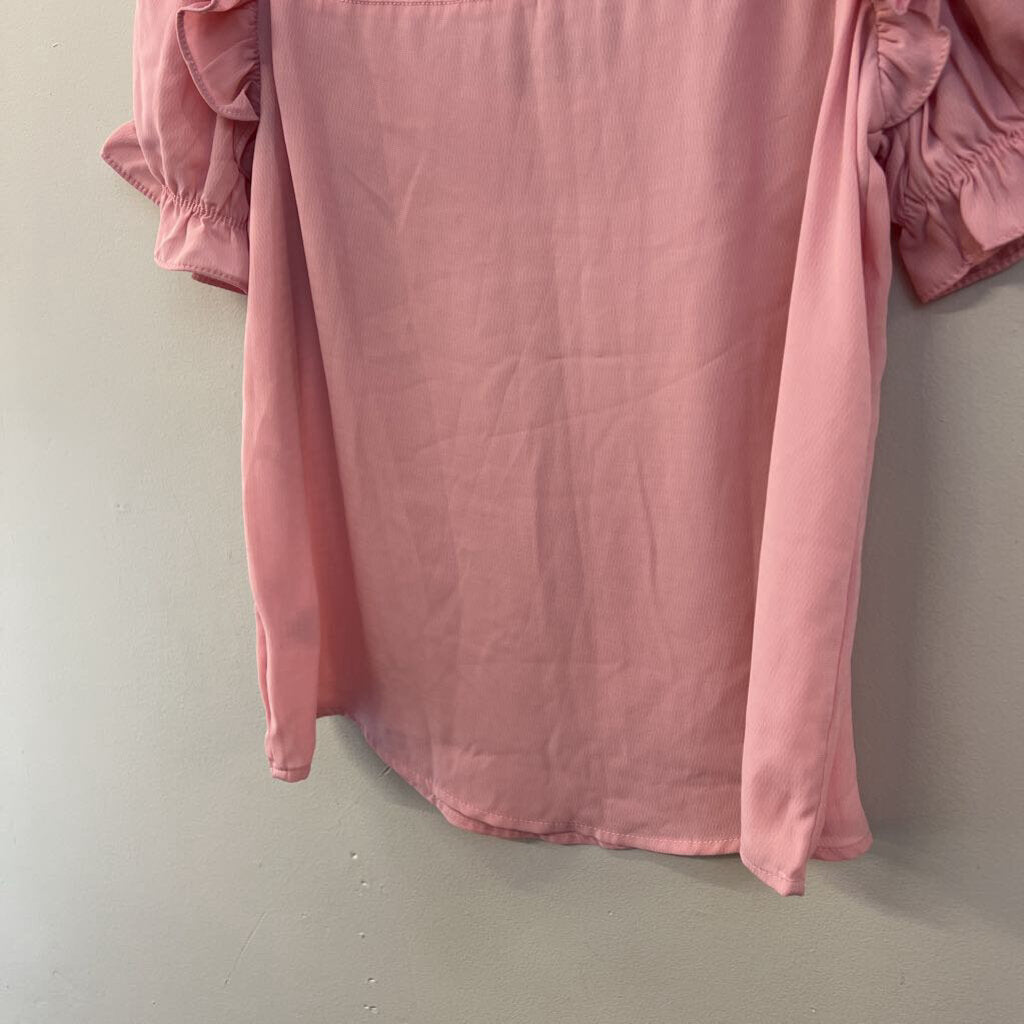 Blashe Pink Polka Dot Top Short Puff Sleeve Top Small