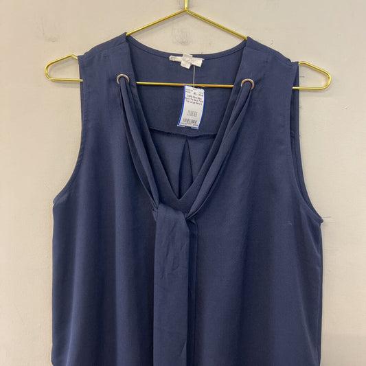 Mine Navy Tie Neck Tank Top Large
