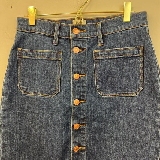 J Crew Dark Wash Button Front Denim Skirt 27