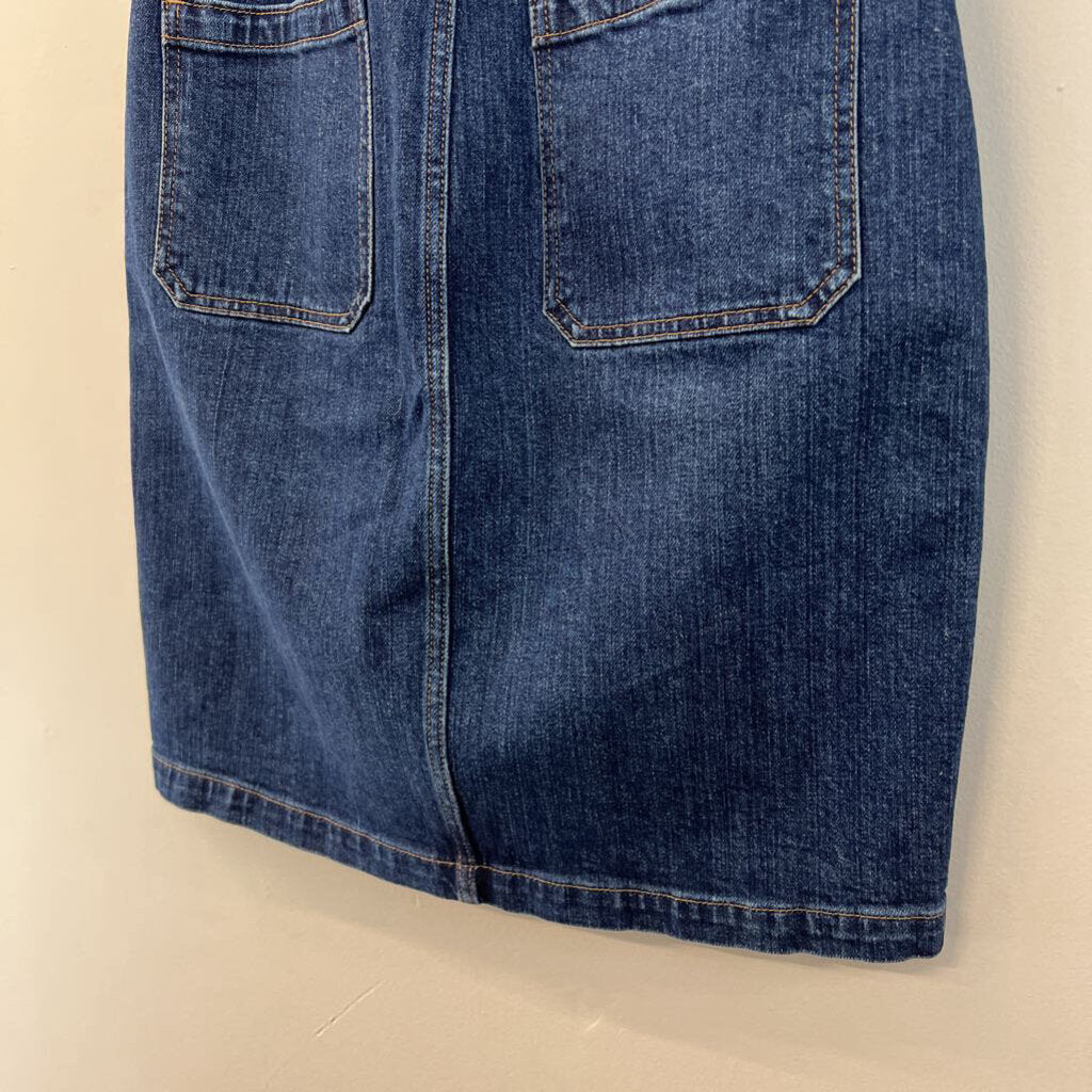 J Crew Dark Wash Button Front Denim Skirt 27