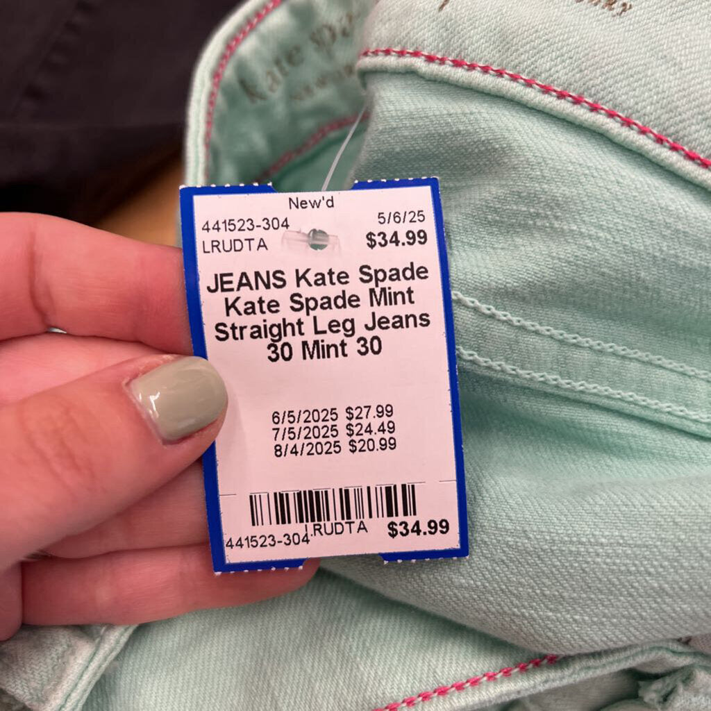 Kate Spade Mint Straight Leg Jeans 30