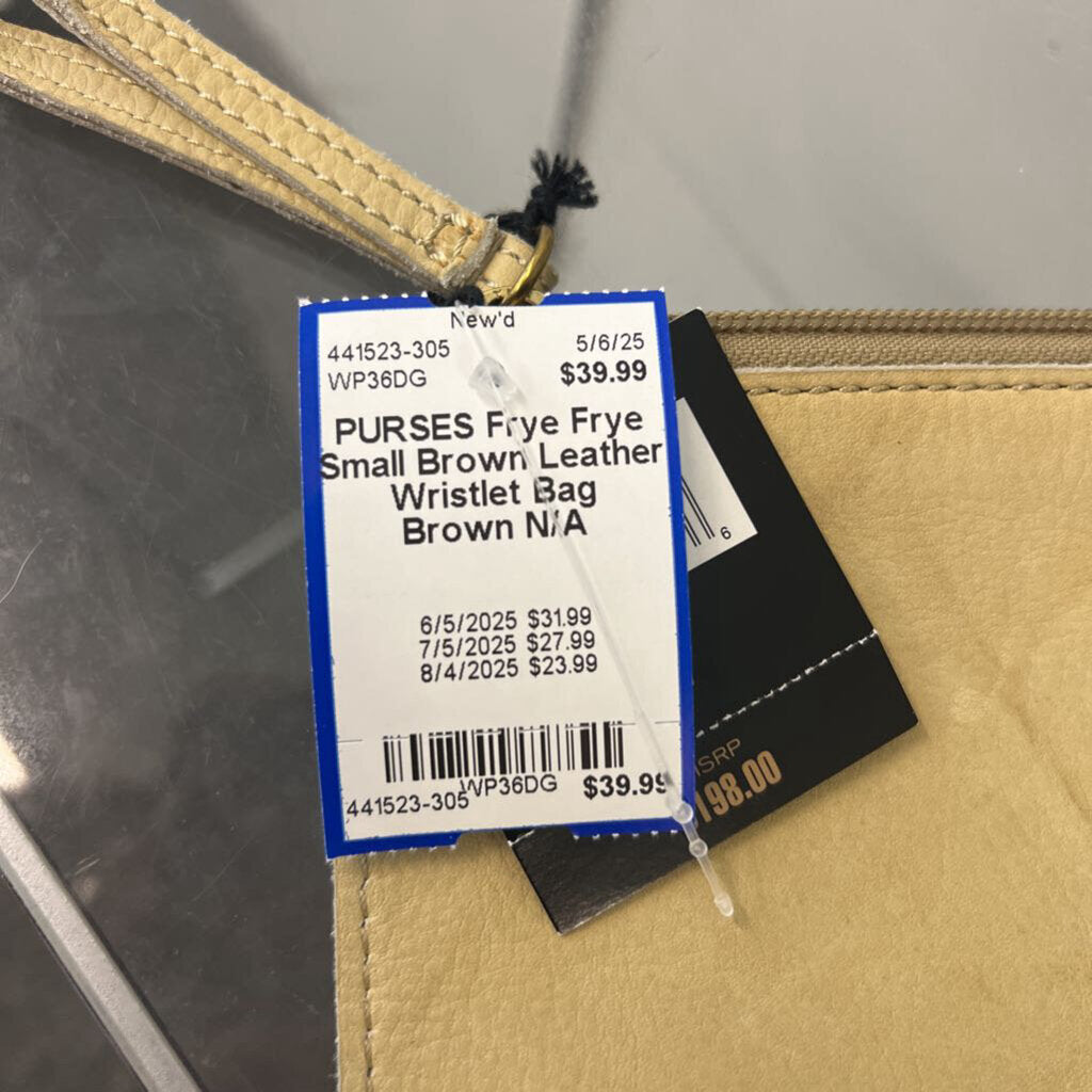 Frye Small Brown Leather Wristlet Bag
