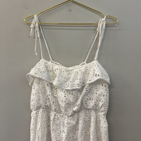First Monday White Eyelet Lace Midi Dress Large