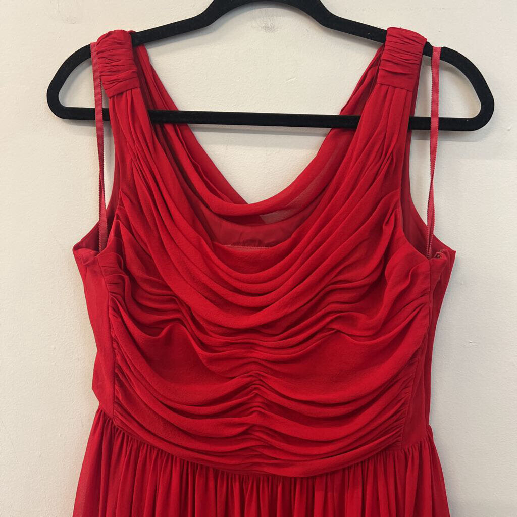 Moulinette Soeurs Red 100% Silk Sleeveless Midi Dress 10