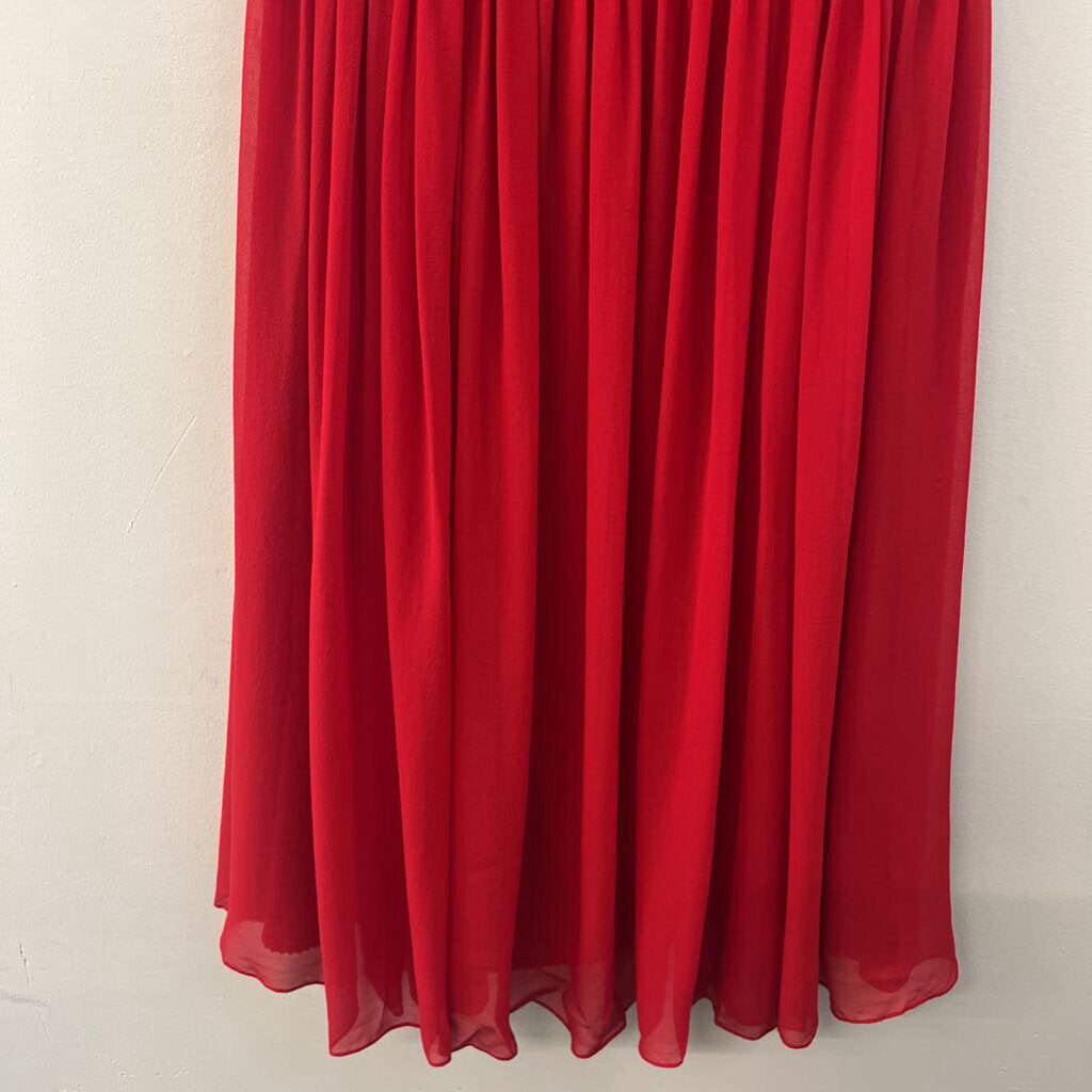 Moulinette Soeurs Red 100% Silk Sleeveless Midi Dress 10