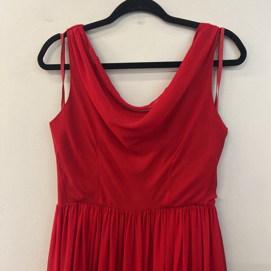 Moulinette Soeurs Red 100% Silk Sleeveless Midi Dress 10