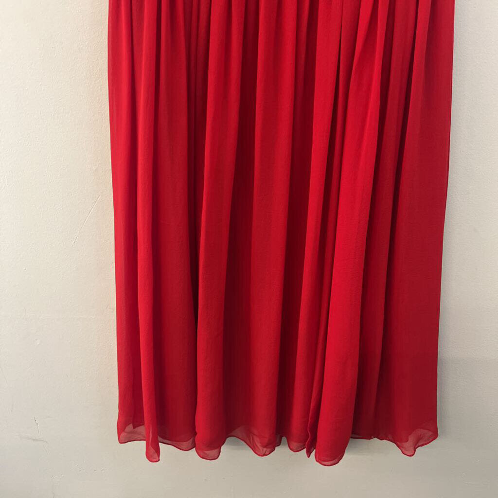 Moulinette Soeurs Red 100% Silk Sleeveless Midi Dress 10