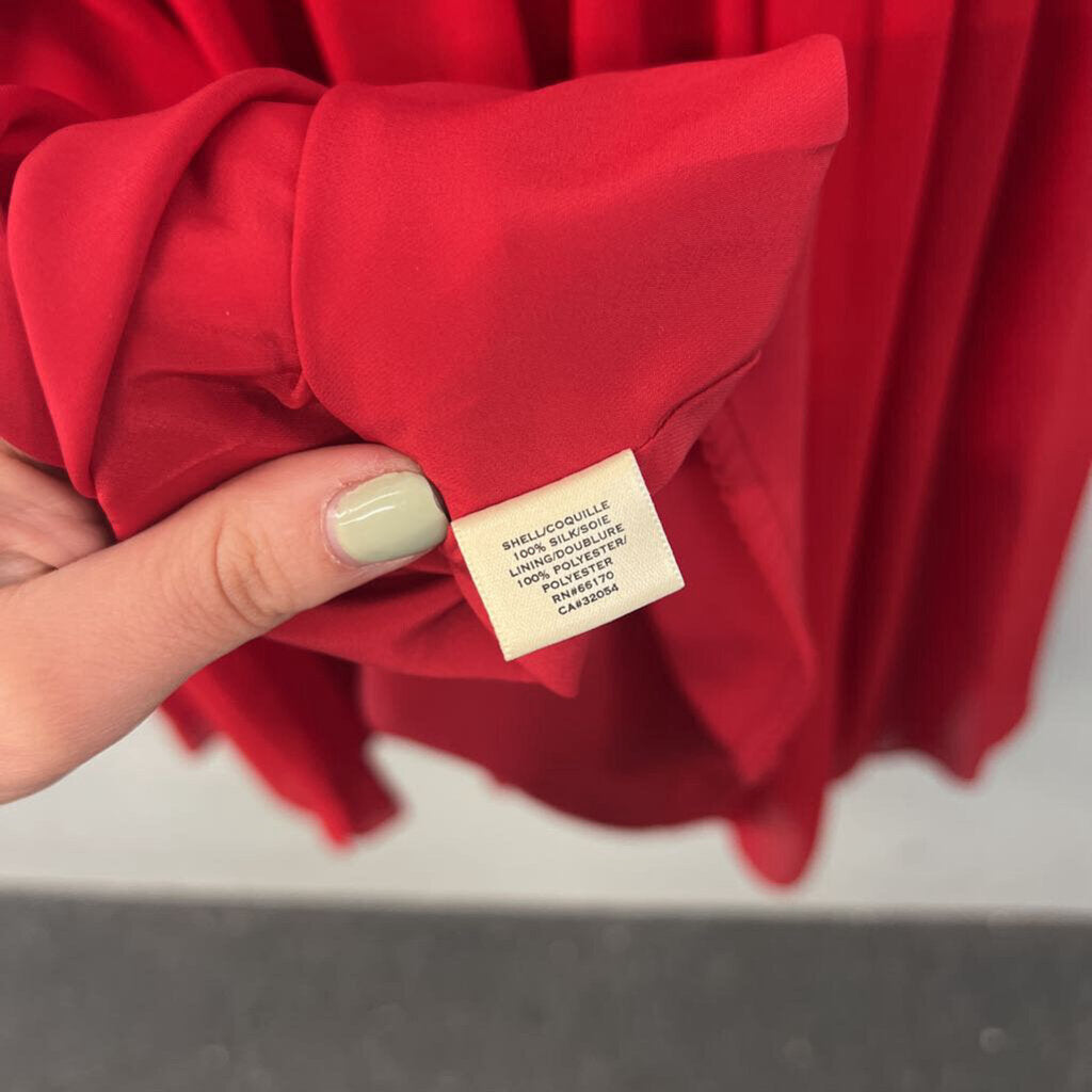 Moulinette Soeurs Red 100% Silk Sleeveless Midi Dress 10