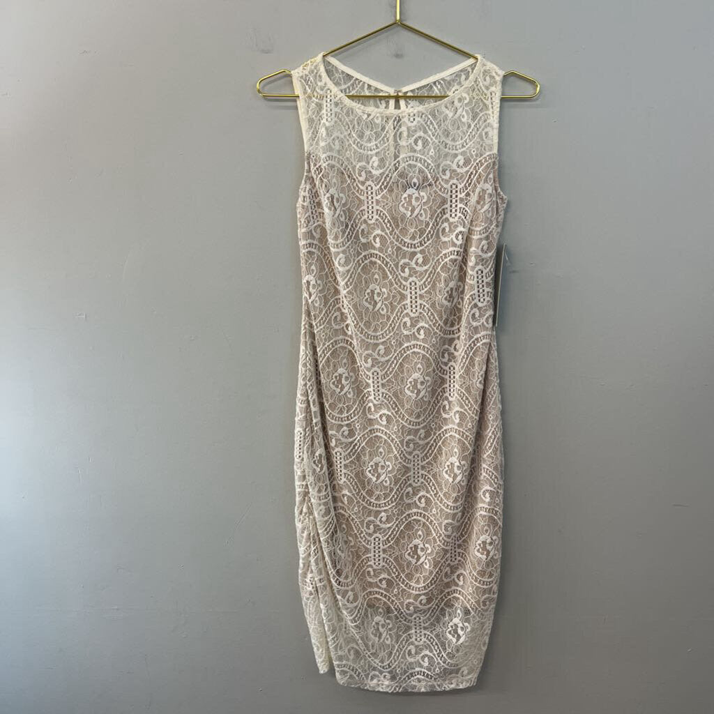 Luxology Cream Lace Overlay Shift Dress 4