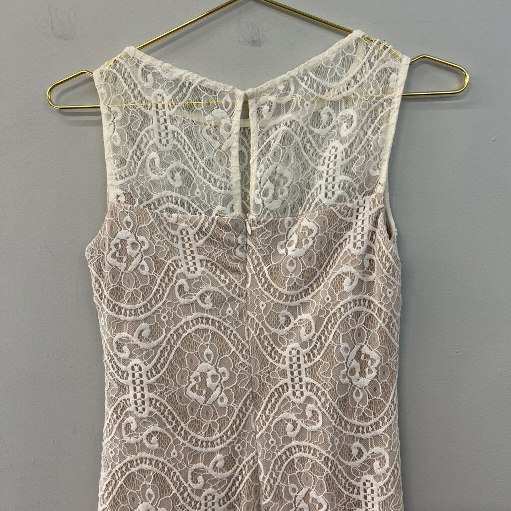 Luxology Cream Lace Overlay Shift Dress 4