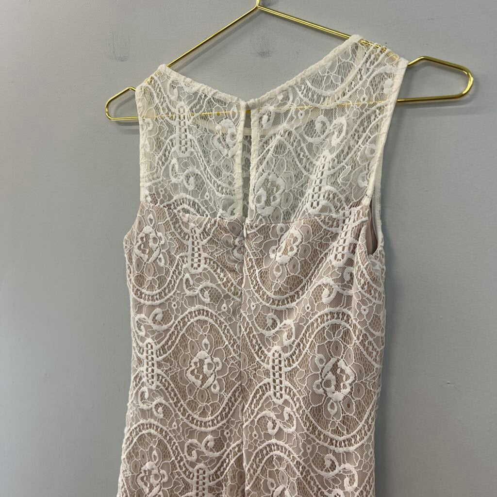 Luxology Cream Lace Overlay Shift Dress 4