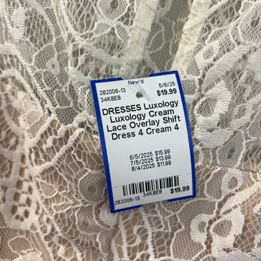 Luxology Cream Lace Overlay Shift Dress 4