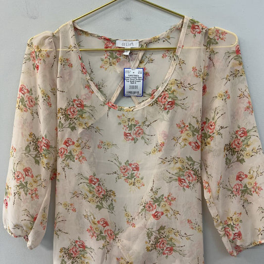 Delia's Cream/ Multi Sheer Floral Tie Back Top Small