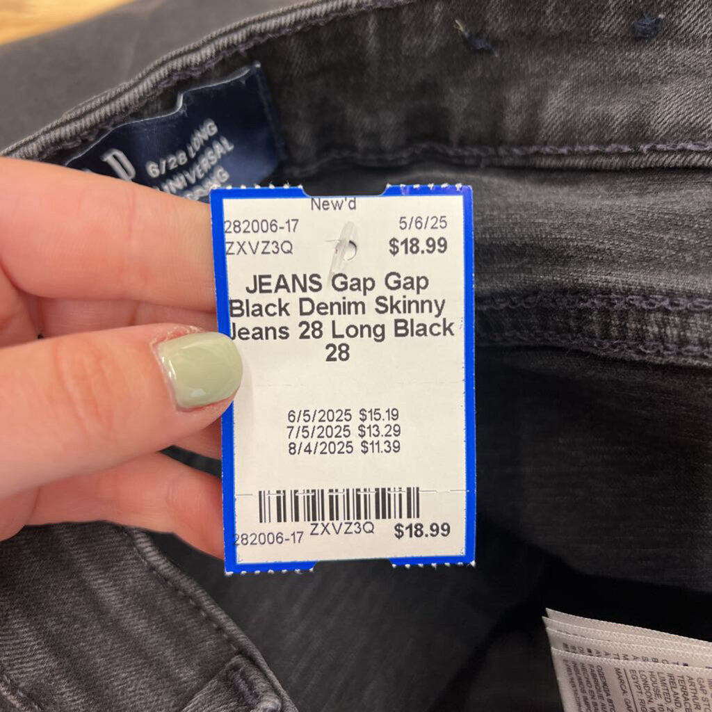 Gap Black Denim Skinny Jeans 28 Long