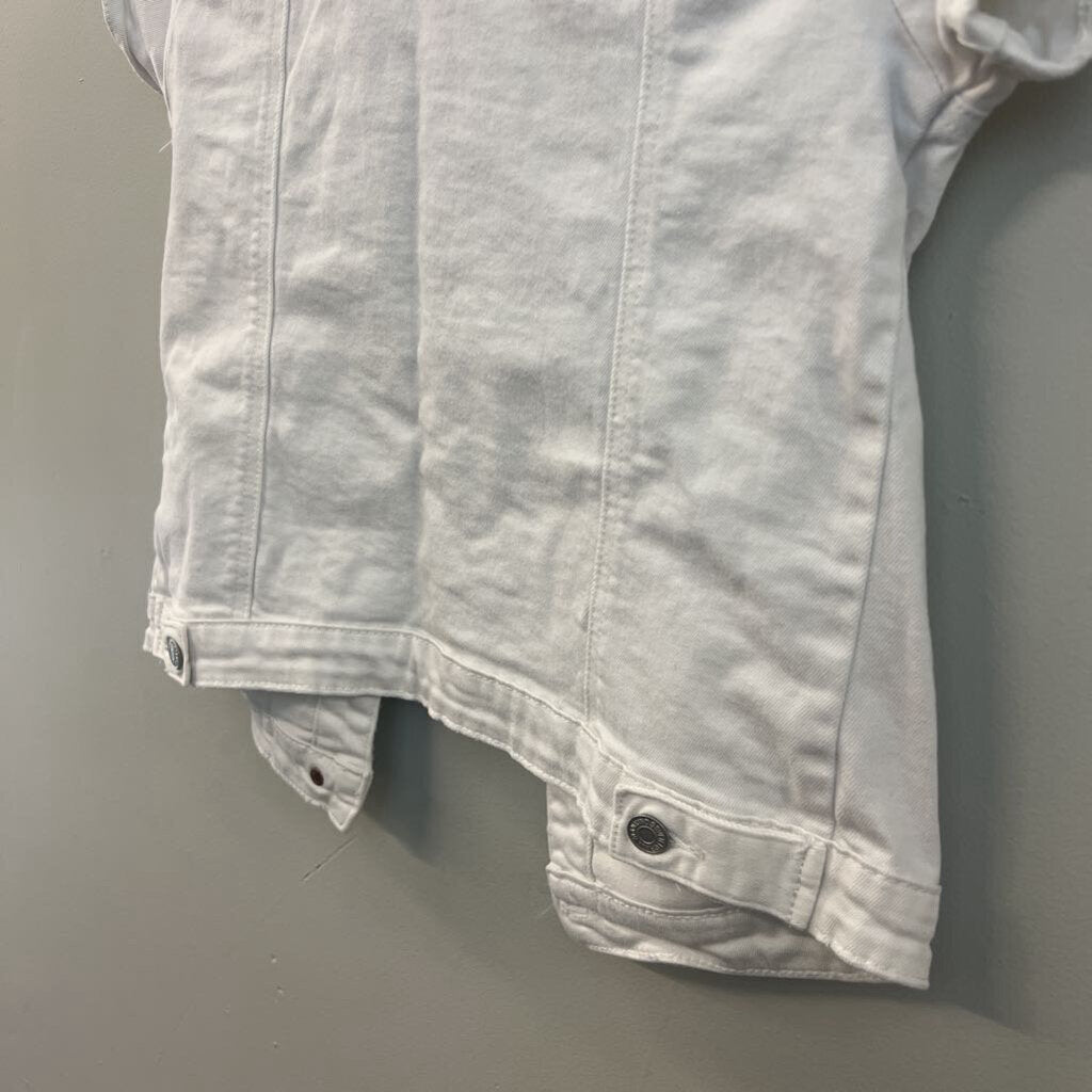 7 For All Mankind White Denim Short Sleeve Button Down Top Small