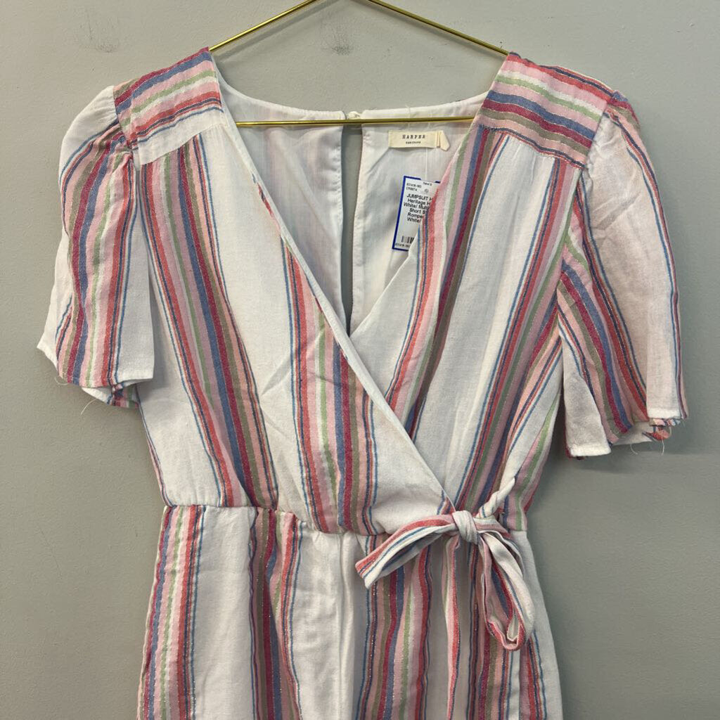 Harper White/ Multi Striped Short Sleeve Romper Small