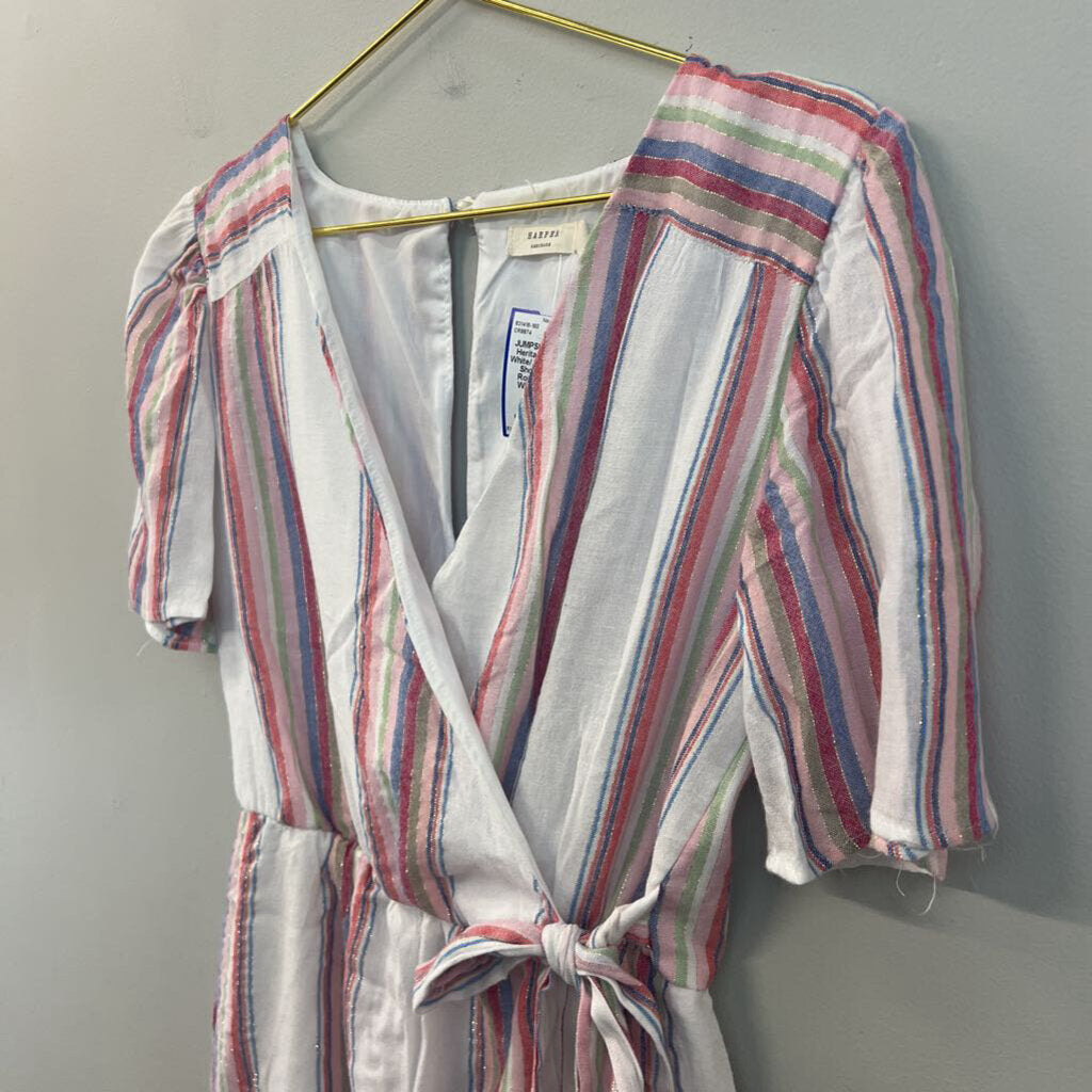 Harper White/ Multi Striped Short Sleeve Romper Small