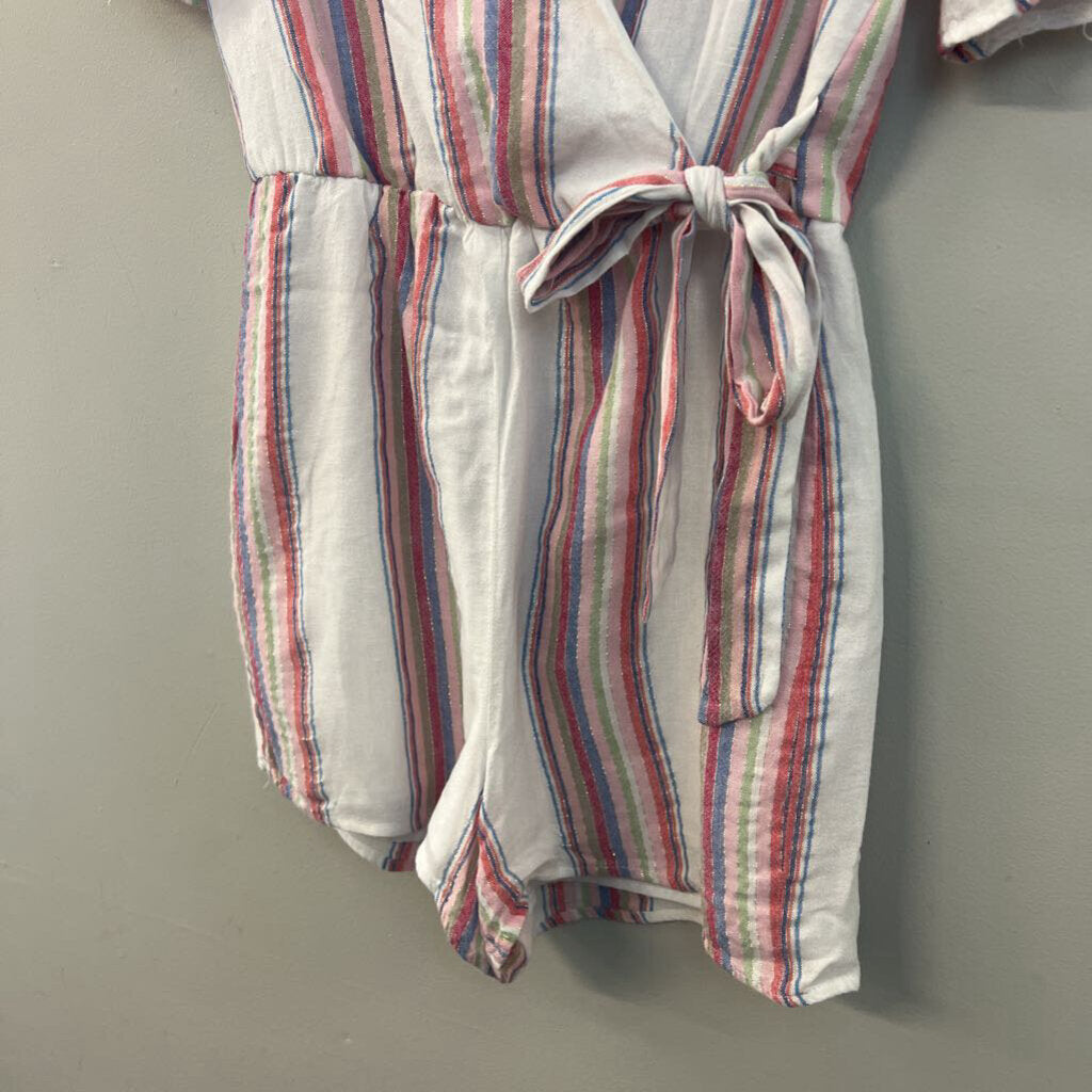 Harper White/ Multi Striped Short Sleeve Romper Small