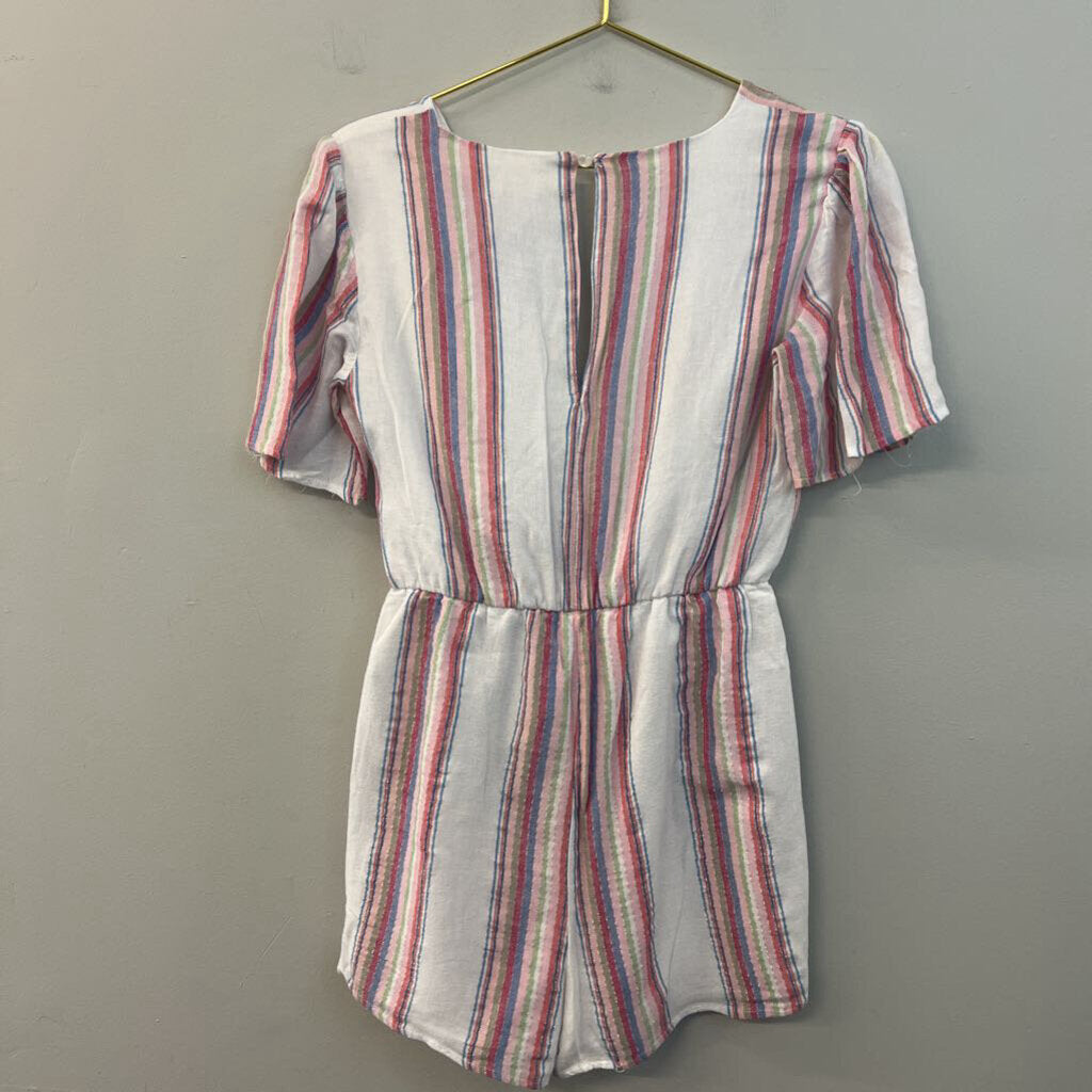 Harper White/ Multi Striped Short Sleeve Romper Small