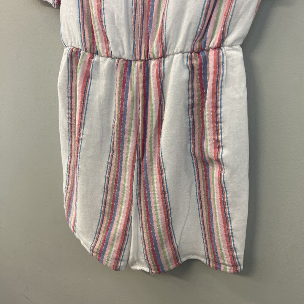 Harper White/ Multi Striped Short Sleeve Romper Small
