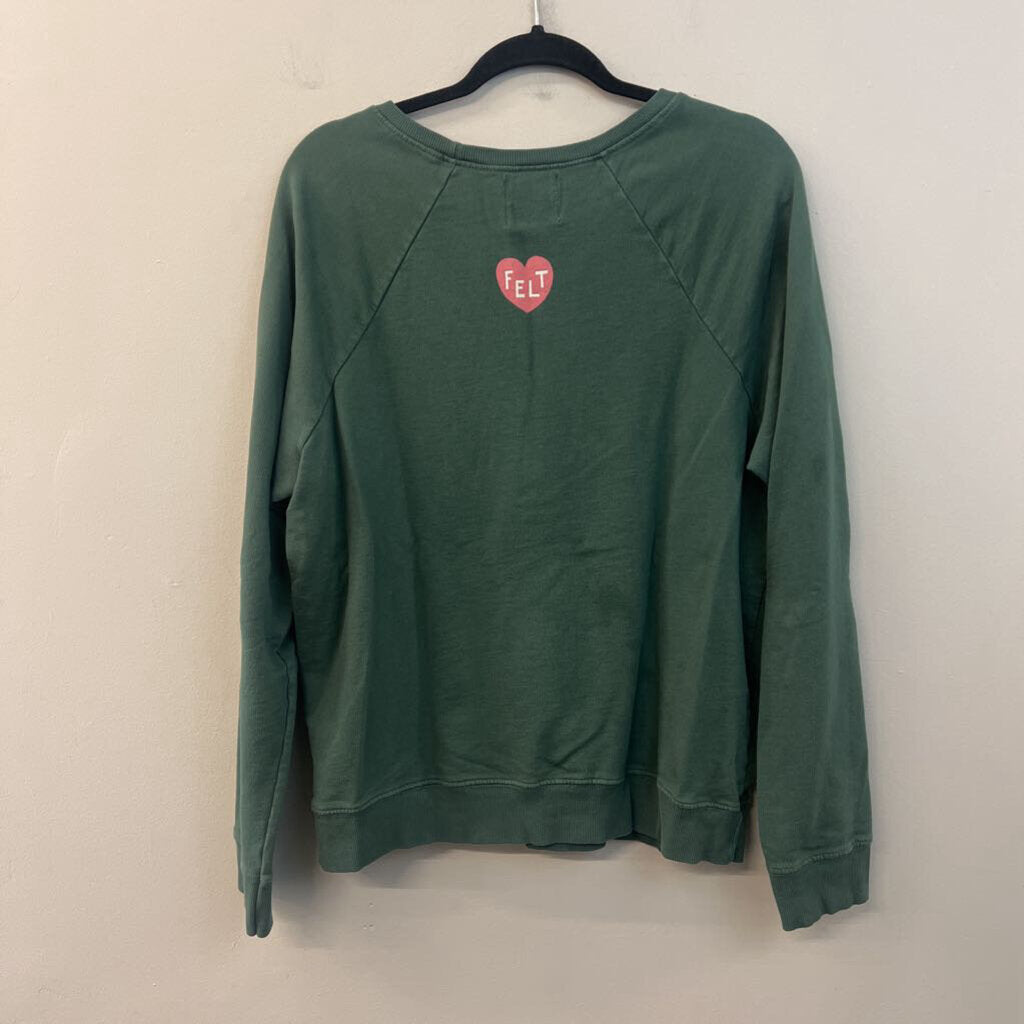 Back When by Anthropologie Green/ Pink More Love Long Sleeve Pullover Large