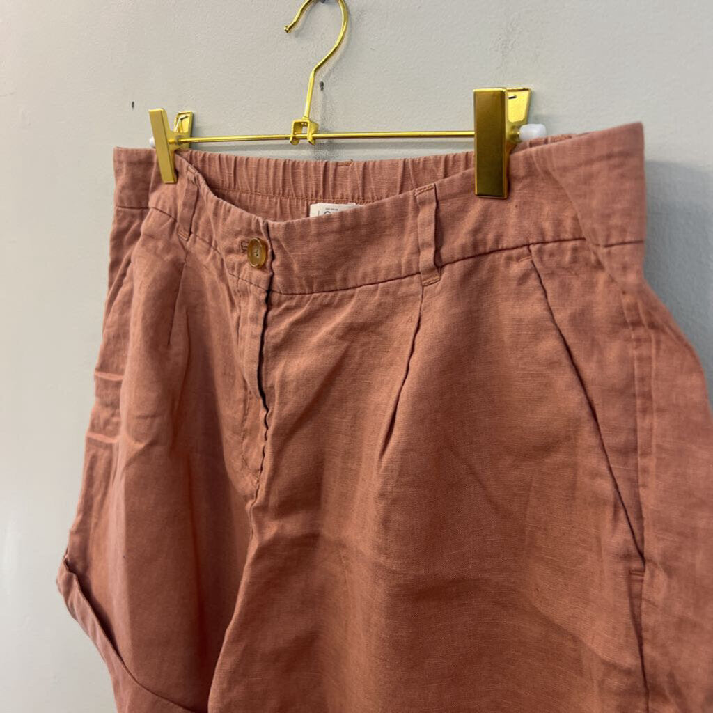 Loft Pink 100% Linen High Waisted Shorts 8