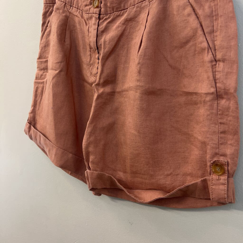 Loft Pink 100% Linen High Waisted Shorts 8