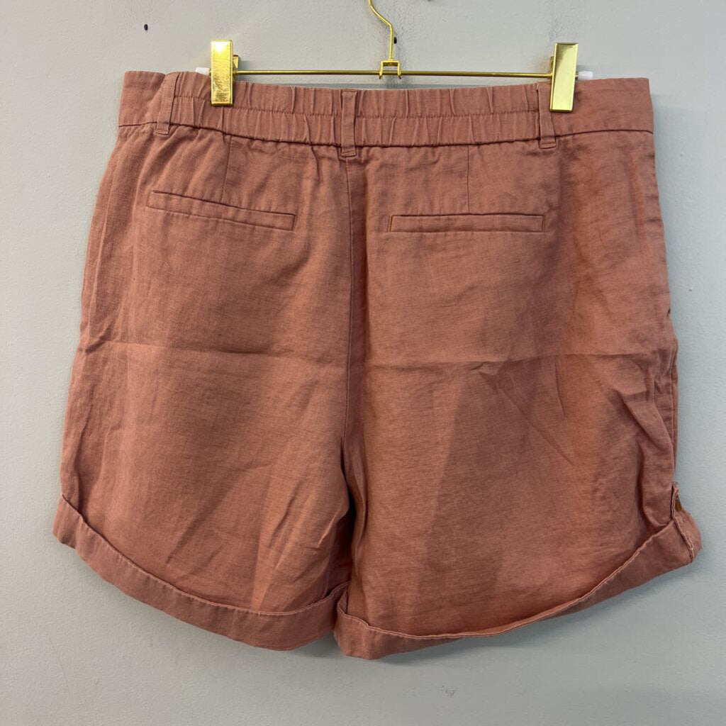 Loft Pink 100% Linen High Waisted Shorts 8