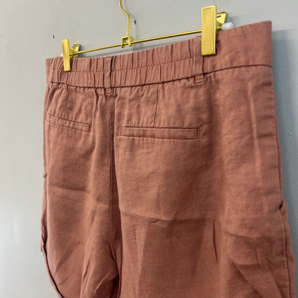 Loft Pink 100% Linen High Waisted Shorts 8
