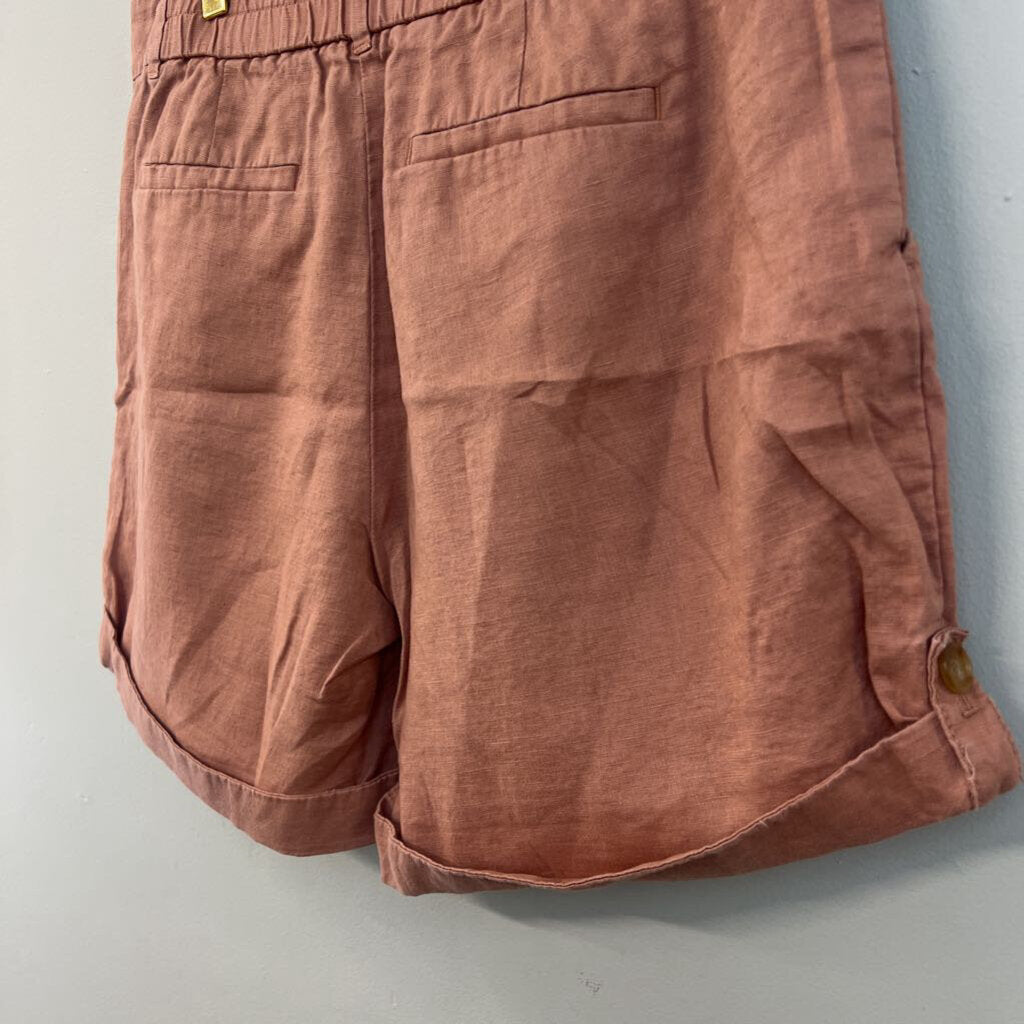 Loft Pink 100% Linen High Waisted Shorts 8
