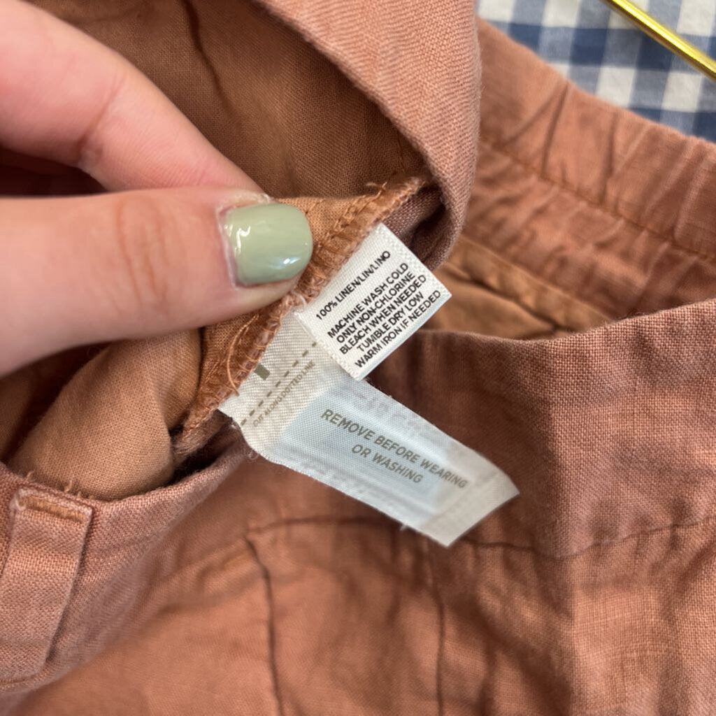 Loft Pink 100% Linen High Waisted Shorts 8