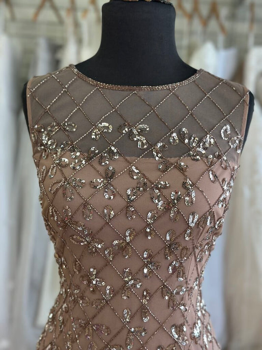 Adrianna Papell Mauve Pink Sequin Beaded Short Formal Dress 4