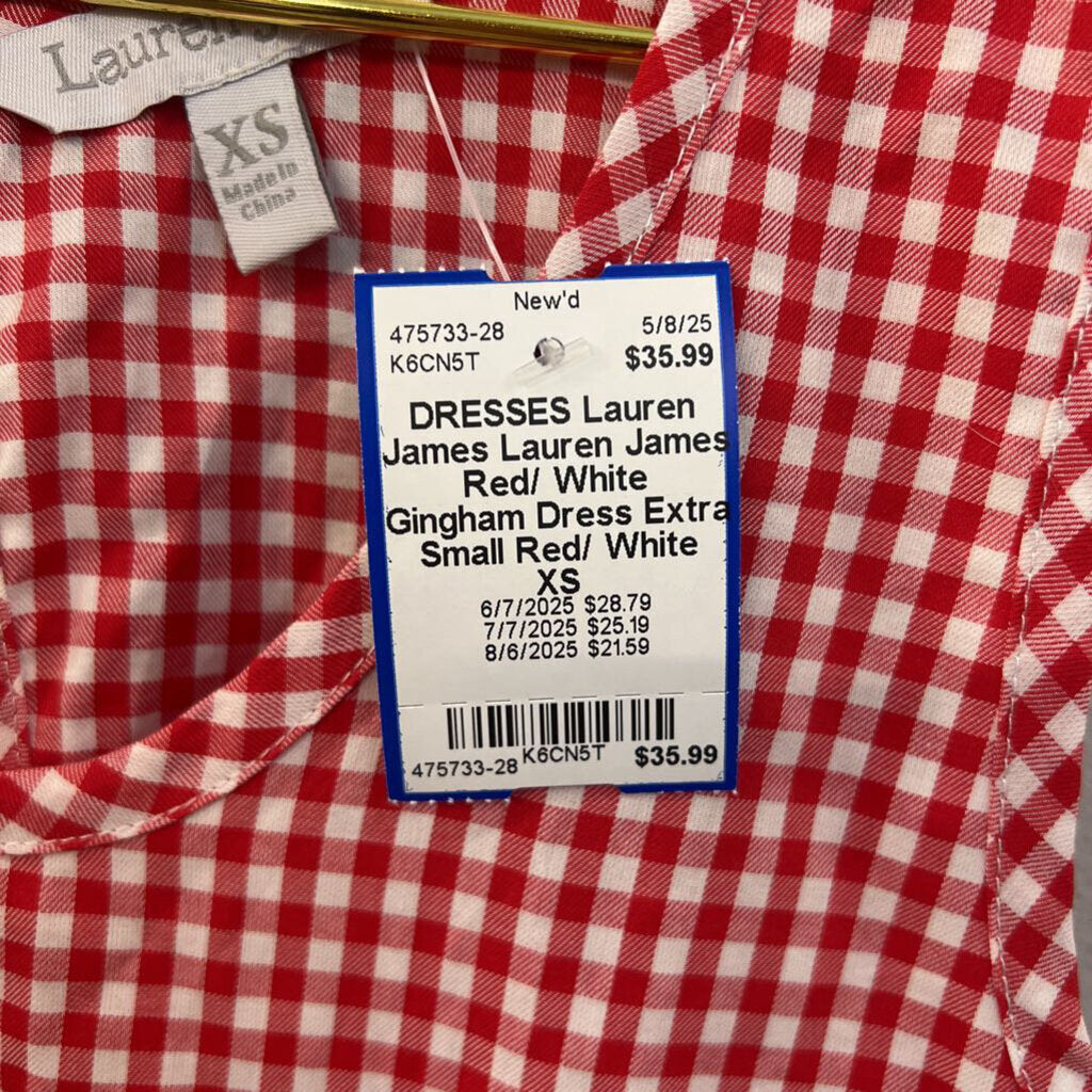 Lauren James Red/ White Gingham Dress Extra Small