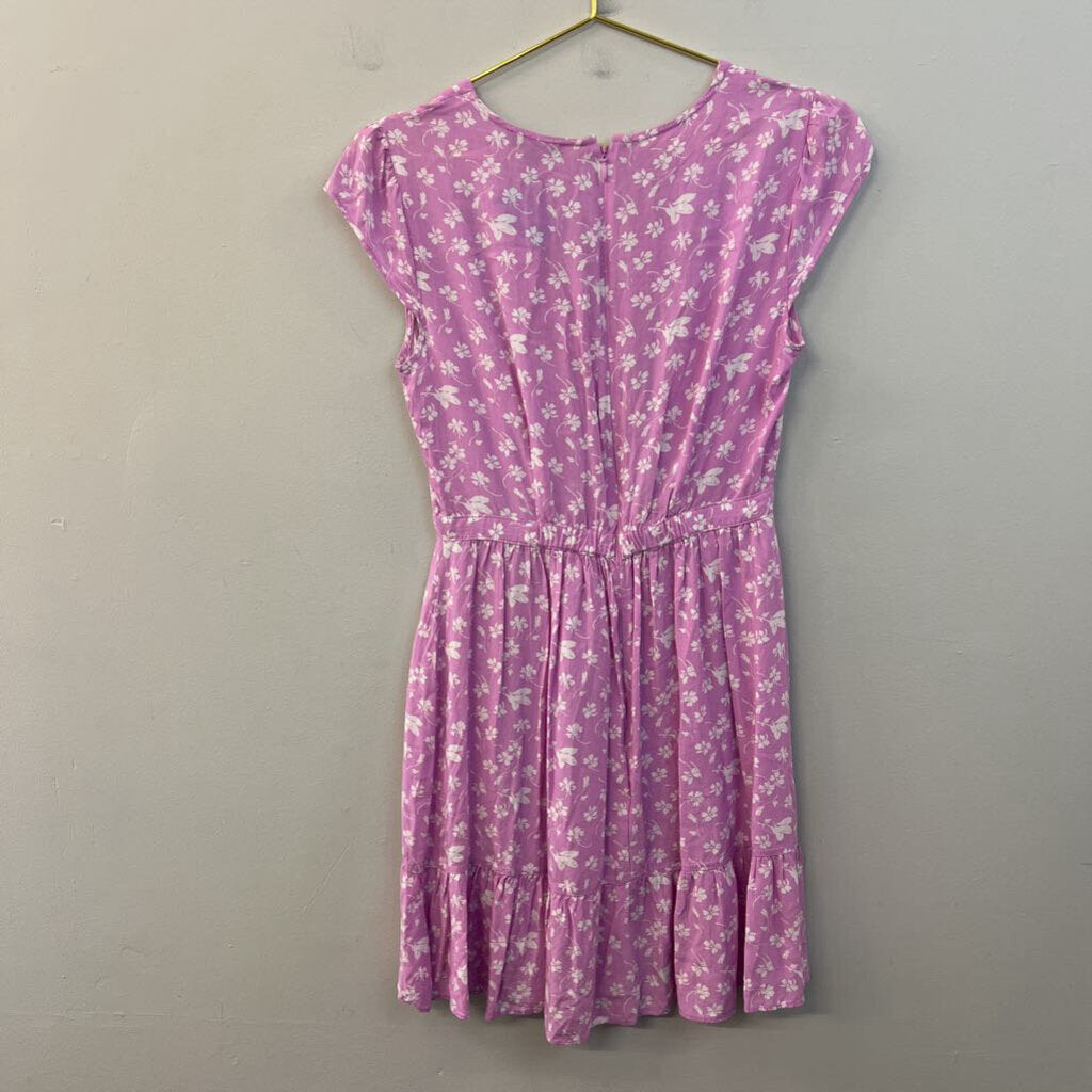 J Crew Purple/ White Print Short Sleeve Dress 2