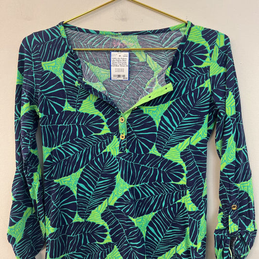 Lilly Pulitzer Blue/ Green Print Long Sleeve Top Extra Small