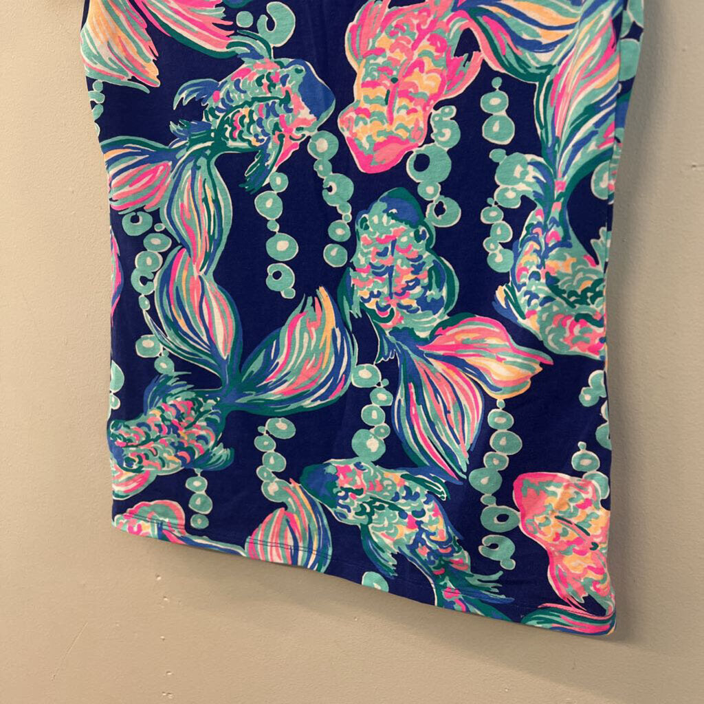 Lilly Pulitzer Blue/ Pink Print Short Sleeve Top Extra Small